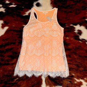 Pink with white lace tank-top